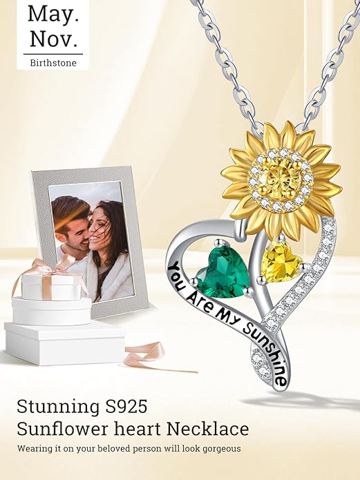 Valentine's Day Gifts for Wife 925 Sterling Silver Double Birthstone Pendant Necklaces I Love You for Always and Forever Necklace Anniversary Birthday Gifts for Wife Girlfriend Mom Her