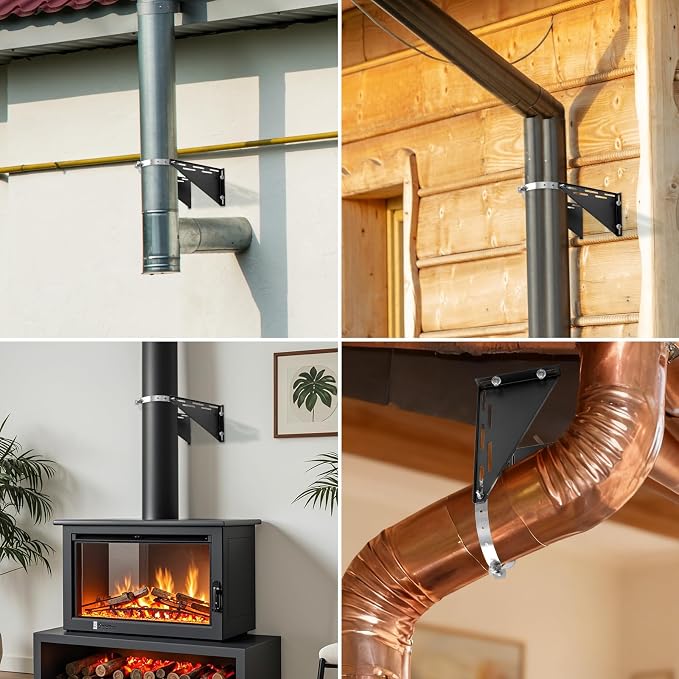 Adjustable 10" Chimney Pipe Wall Support Bracket - Image 7
