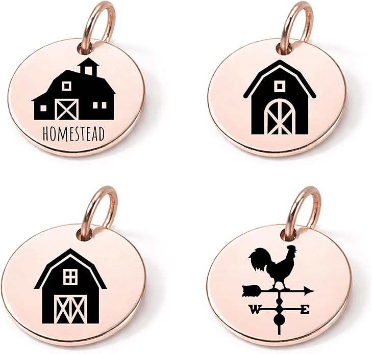 SM Design Western Charm Set of 4 – Stainless Steel Western Charms for Bracelets & Necklaces – Cowgirl, Ranch & Country Style Jewelry Charms – Western Gift for Women & Moms