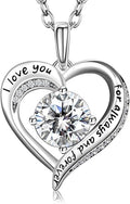 NORBU Moissanite Necklace for Women, 1 CT D Color VVS1 Clarity Round Cut, 925 Sterling Silver Heart Necklace with 18K White Gold Plated, Jewelry Gift for Wedding Anniversary Birthday Christmas Valentine's Day