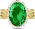 Linawe Birthstone Chunky Adjustable Rings for Women, Gold/Silver/Rose Gold Statement Rings, Imitation Diamond Fake Gemstone Crystal Cocktail Ring, Cubic Zirconia Costume Jewelry