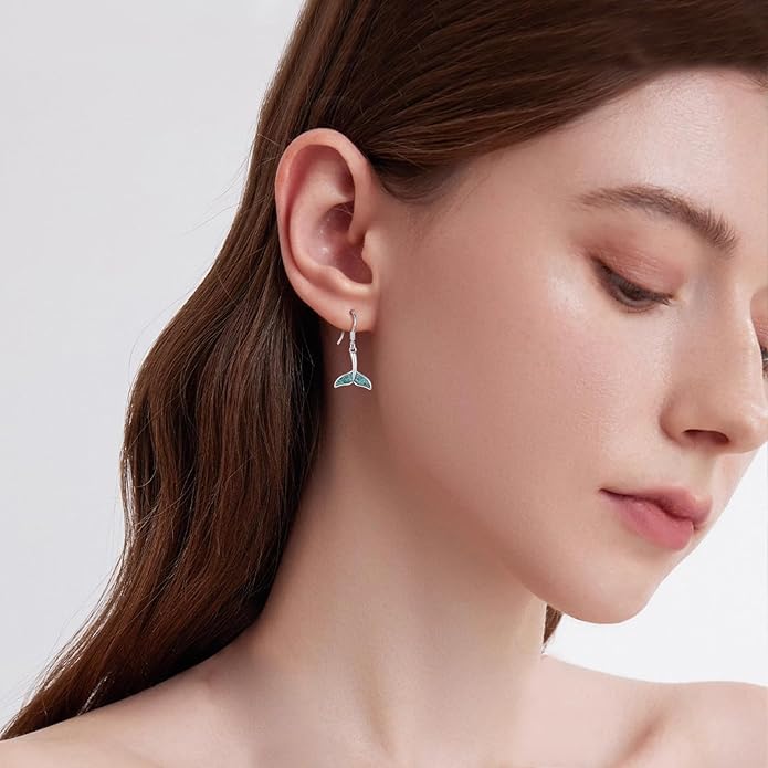 Ocean Earrings 925 Sterling Silver Turquoise Sea Animal Dangle Drop Earrings Beach Themed Jewelry Gifts for Women Girls