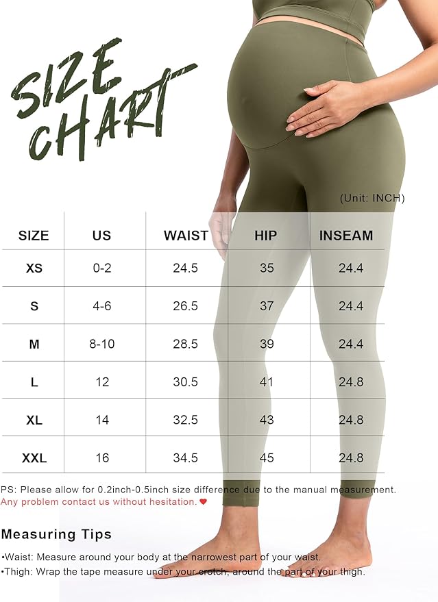 POSHDIVAH Women's Creamluxe Maternity Leggings 25"/28" Over The Belly Pregnancy Yoga Pants Active Workout Leggings