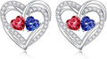 Iefil Valentines Day Gifts for Her, 925 Sterling Silver Heart Birthstone Earrings, Anniversary Birthday Gifts for Women, Birthstone Jewelry for Her Wife Girlfriend Mom