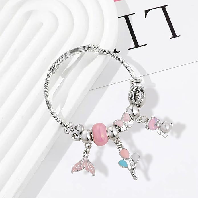 Charm Bracelets for Girls Cute Cartoon Friendship Bracelets Adjustable Bangle Gifts for Girls DIY Jewelry