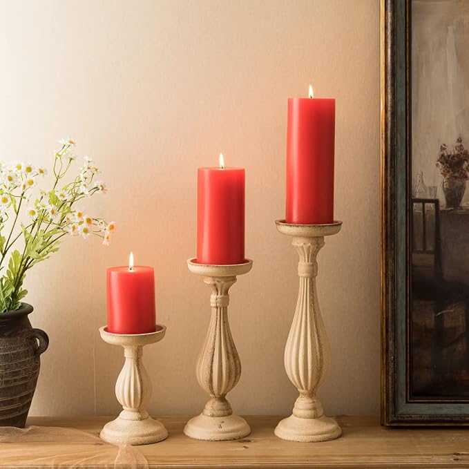 MOZEAL 3" x 6" Hand-Poured Unscented Candle, Dripless Pillar Candle Set of 3 - Image 6