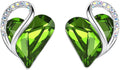 Leafael Infinity love Heart Birthstone Stud Earrings for Women, Valentine's Day Gifts for Mom, Wife, and Her, Silver Plated Birthday Jewelry
