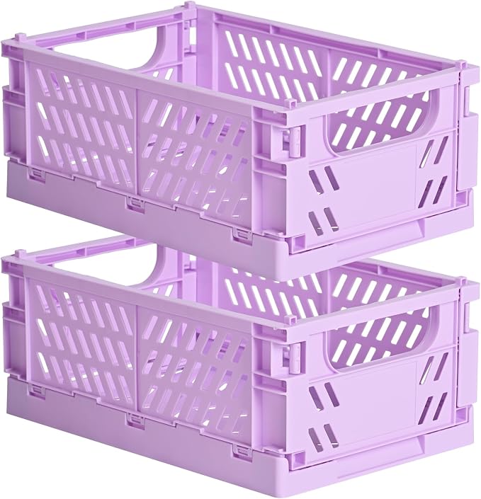 HUUSMOT 2-Pack Collapsible Plastic Storage Baskets, 9.8"x6.5"x3.8" | Pastel by HUUSMOT