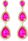 Vintage Rhinestone Teardrop Dangle Earrings Long Dangling Drop Earrings Crystal Chandelier Earrings for Women Wedding Bridal Prom