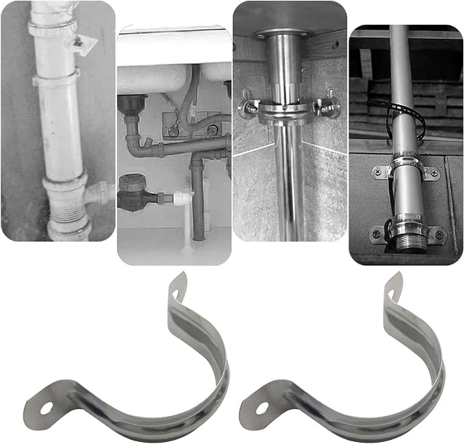2 Pcs 6inch Rigid Pipe Strap, Two Hole Stainless Steel Strap U Bracket - Image 9