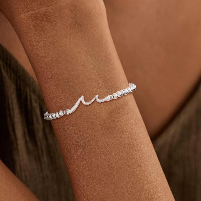 Valentines Day Gifts for Women Her - Beaded Stretch Handmade Ball Bracelets Cute Charm Bracelet Dainty Stackable Cross Heart Bow Wave CZ Jewelry Gifts Trendy Stuff