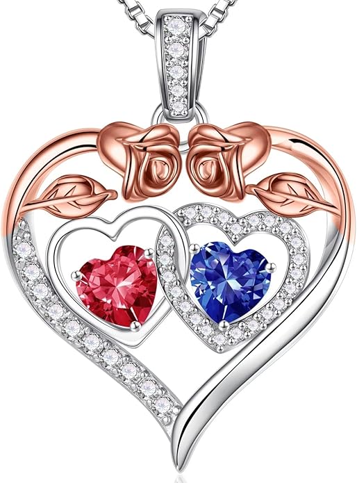 Iefil Valentines Day Gifts for Her - 925 Sterling Silver Rose Heart Necklaces for Women, Anniversary Birthday Gifts for Wife Girlfriend Mom