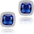 YOMELA Cubic Zirconia Earrings Studs, Halo CZ Birthstone Simulated Diamond Stud Earrings for Women