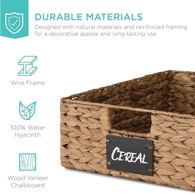 Best Choice Products Set of 4 16x12in Large Water Hyacinth Pantry Baskets - Image 5