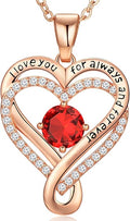 Infinity Love Heart Birthstone Necklace for Women Wife, S925 Sterling Silver Anniversary for Women Wife Birthday Gift for Her Girlfriend Mom Daughters, I Love You Women's Jewelry 18k Rose Gold Filled