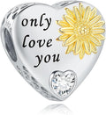 925 Sterling Silver Sunflower Charms Fit Pandora Charms Bracelet Forever In My Heart Fit Wife Mother's Day Christmas Birthday Gift