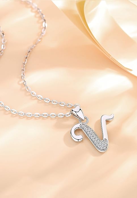 AEONSLOVE 925 Sterling Silver Initial Necklaces for Women, 26 Letters Pendants Necklace Gift for Mother, Daughter, Wife, 18 Inch Chain