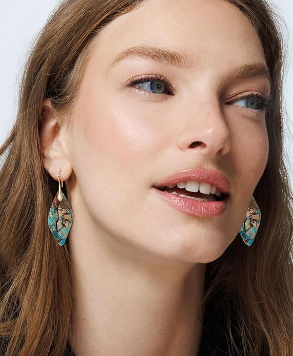 Natural Stone Earrings Multishape Dangle Drop Earrings Boho Stone Earring for Women