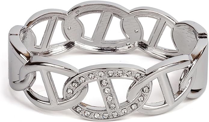 SPUNKYsoul Chain Link Buckle With Rhinestones Cuff Bracelet in Gold, Silver Rose Gold and Gun Metal for Women