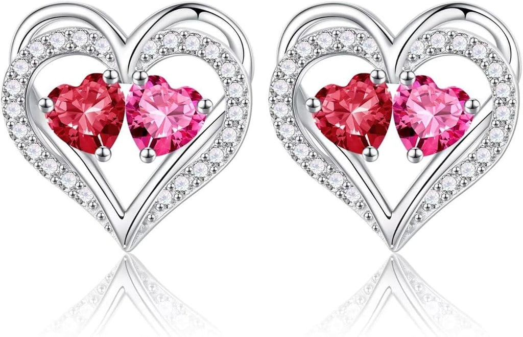 Iefil Valentines Day Gifts for Her - 925 Sterling Silver Birthstone Earrings, Anniversary Birthday Gifts for Women Wife Girlfriend Mom