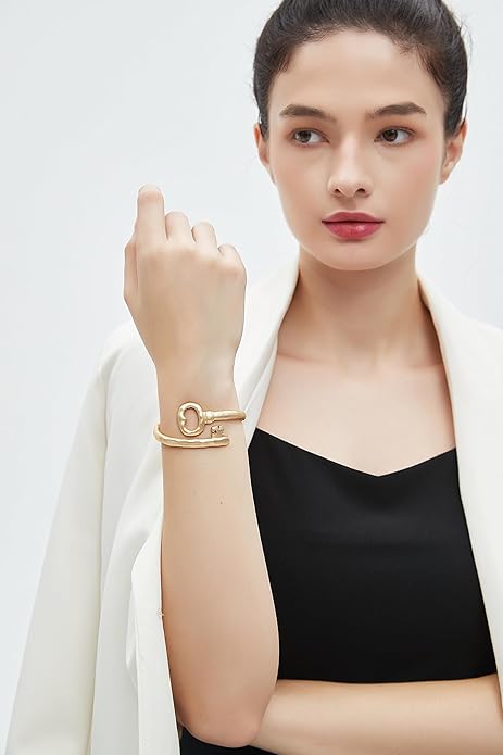 Gold Cuff Bracelet for Women Silver Beaded Bracelets Open Bangle Stackable Stretch Bead Bracelet Boho Jewelry Gifts for Wife Couple