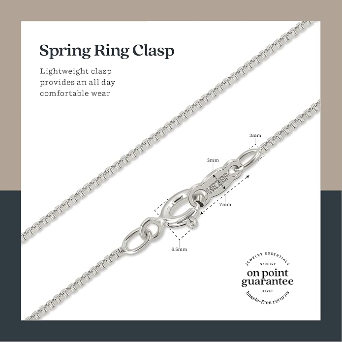 KEZEF 18k Gold Over Sterling Silver 1mm Box Chain Necklace Made in Italy | 925 Sterling Silver Necklace for Women | Rose Gold Chain for Women Men
