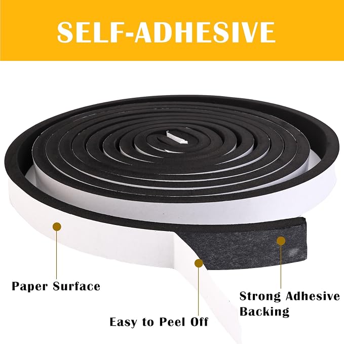Black Foam Weathe Stripping 2 inch Wide x 1/4 inch Thick, Closed Cell Foam Tape - Image 5