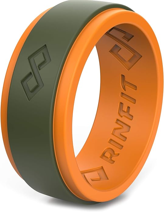 Rinfit Silicone Rings for Men 9mm Wide, 2mm Thick - Mens Rubber Wedding Bands - Infinity Ring with 2 Layers - Patented Design