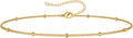 Dainty Layered Gold Chain Bracelet for Women 14K Gold Plated Handmade Adjustable Bracelet Satellite Beads Oval Mariner Figaro Link Chain Bracelets Minimalist Layering Stacking Jewelry Gift for Women