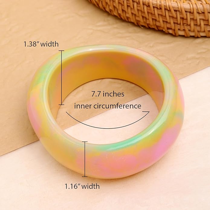 Chunky Resin Wide Bangle Bracelets for Women, Trendy Statement Minimalist Acrylic Bracelet Prom Holiday Jewelry Gift