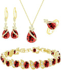 LMXXVJ Jewelry Set for Women,Teardrop Cubic Zirconia Necklace Earrings Adjustable Ring Bracelet Jewelry Set Formal Jewelry Gift