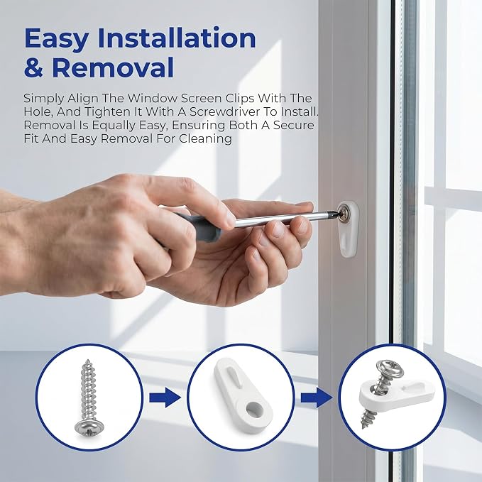 20 Pack Window Screen Clips PL 7909 White Plastic Window Screen Holder Clip | - Image 3