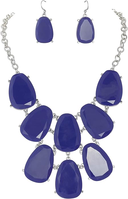 Firstmeet Chunky Bubble Statement Collar Necklace with Earrings for Women