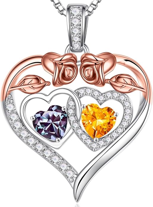 Iefil Valentines Day Gifts for Her - 925 Sterling Silver Rose Heart Necklaces for Women, Anniversary Birthday Gifts for Wife Girlfriend Mom