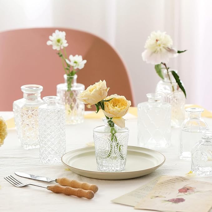 CUCUMI 12pcs Bud Vases for Centerpieces, Decorative Flower Vases for Wedding - Image 2