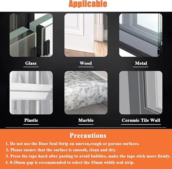Dstorelhp Silicone Weather Stripping Door Seal, 35MM x 32.8FT, Transparent | - Image 6