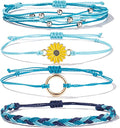 FANCY SHINY Sunflower String Bracelet Boho Braided Rope Wrap Bracelets Cute Summer Beach Surfer Jewelry for Women