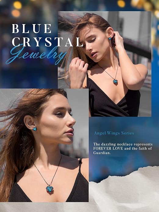CDE Valentines Day Gifts for Women Angel Wings Necklace for Women with Birthstone, Love Heart Silver Tone/Gold Tone Pendant, Ideal Anniversary or Birthday Jewelry Gifts for Wife Girlfriend Her