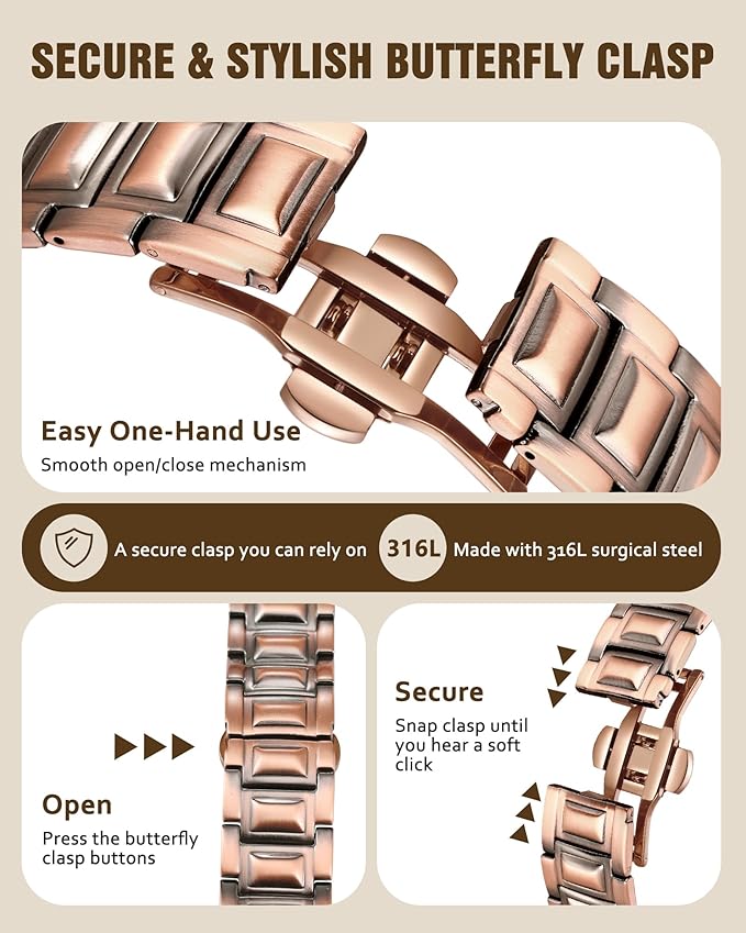 Jecanori 5X Pure Copper Magnetic Bracelet for Men - Upgraded Magnets & Butterfly Clasp, Adjustable Length with Sizing Tool