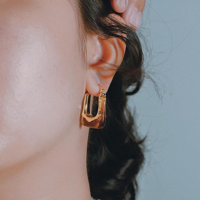 Acrylic Hoop Earrings Chunky Huggie Statement Vintage Earrings Cute Resin Drop Earring Trendy Jewelry Gifts for Women