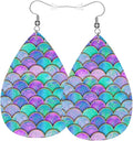 Mermaid Japanese Teardrop Earrings For Women, Dangle Earrings Jewelry For Women, Lightweight Faux Leather Earrings Gifts