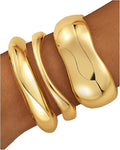 Chunky Gold Bangle Bracelets for Women, Gold Twist Cuff Bracelet Trendy Stackable Bangles Set Fashion Jewelry Gifts