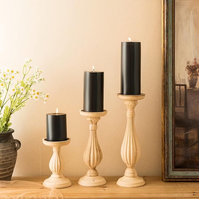MOZEAL 3" x 6" Hand-Poured Unscented Candle, Dripless Pillar Candle Set of 3 - Image 5