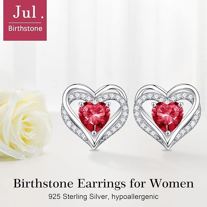 Iefil Valentine Day Gifts for Her - 925 Sterling Silver Heart Stud Earrings Birthday Gifts for Women