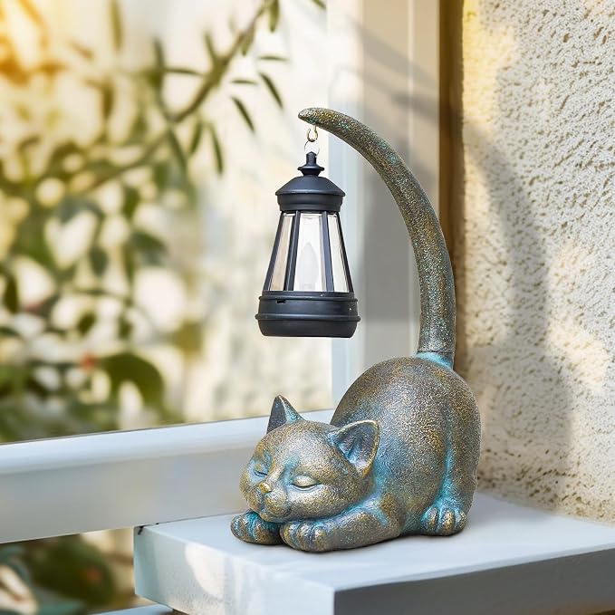 MININOVA Solar Garden Statues Cat Figurine Outdoor Decor - Image 2
