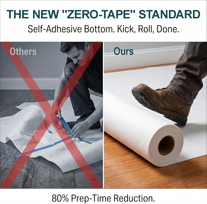 40"x100' Temporary Floor Protection, Self-Adhesive Floor Covering, 333 sqft - Image 3