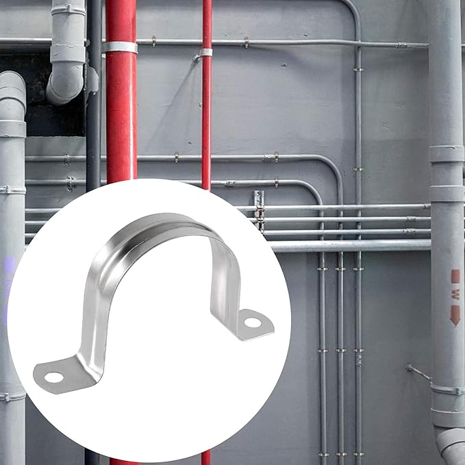 20 Pcs 1.5inch Rigid Pipe Strap, Two Hole Stainless Steel Strap U Bracket - Image 5