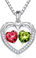 Iefil Valentines Day Gifts for Her - 925 Sterling Silver Heart Birthstone Necklace, Anniversary Birthday Gifts for Women Wife Girlfriend Mom Her