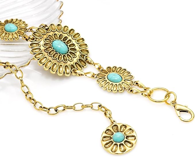 Women's Concho Chain Belt Western Cowgirl Metal Waist Chain Belt for Dress