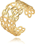 POTESSA 18K Gold Plated Cuff Bracelets Adjustable Dainty Bangle Handemade Jewelry for Women